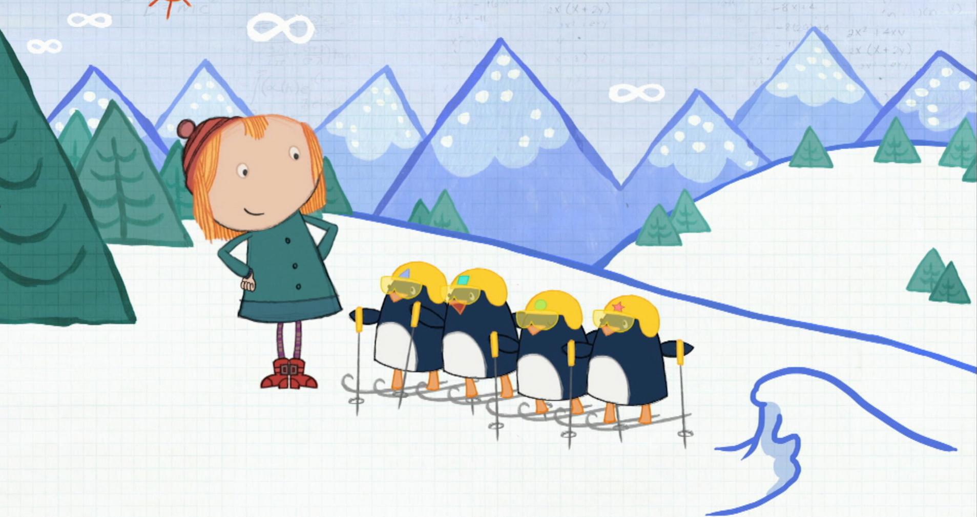 Les manchots font du ski